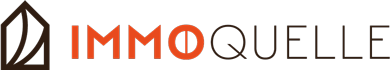 Das IMMOQUELLE Logo mit Schriftzug auf weißem Hintergrund