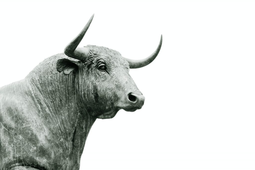 Bronzefigur eines Bullen sinnbildlich für den Finanzmarkt